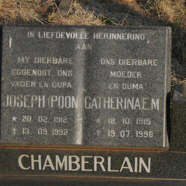 CHAMBERLAIN Joseph 1912-1992 & Catherina E.M. 1915-1998
