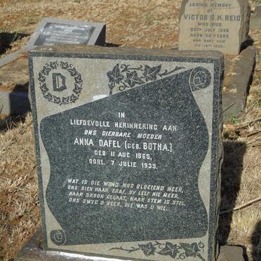 DAFEL Anna nee BOTHA  1865-1939