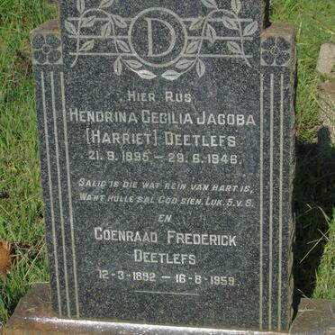 DEETLEFS Coenraad Frederick 1892-1959 & Hendrina Cecilia Jacoba HARRIET 1895-1946
