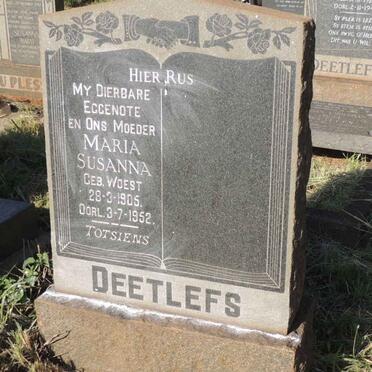 DEETLEFS Maria Susanna nee WOEST 1905-1952
