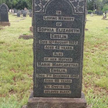ENSLIN Marie Margaretha -1940 :: ENSLIN Sophia Elizabeth -1922