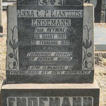 ENDEMANN Anna C.P.E. nee REYNEKE 1907-1953