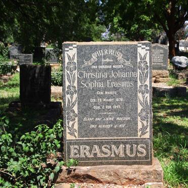 ERASMUS Christina Johanna Sophia nee MARITZ 1876-1947
