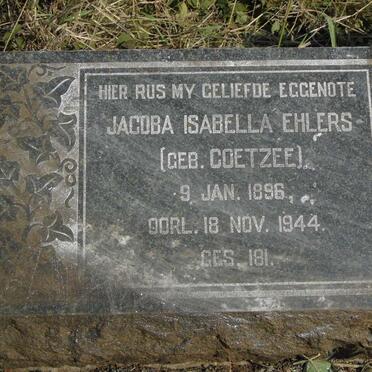 EHLERS Jacoba Isabella nee COETZEE 1896-1944