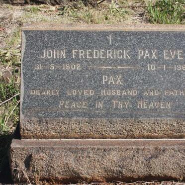 EVE John Frederick Pax 1902-1962 &amp; Doris Ethel 1903-1984