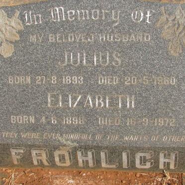 FROHLICH Julius 1893-1960 &amp; Elizabeth 1898-1972
