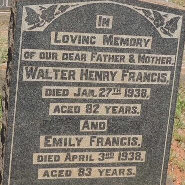 FRANCIS Walter Henry -1938 & Emily -1938