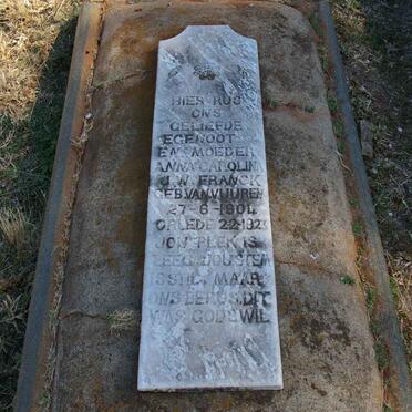 FRANCK Anna Carolina J.W. nee VAN VUUREN 1904-1923