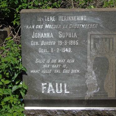 FAUL Johanna Sophia nee BURGER 1885-1949