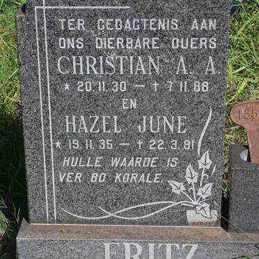 FRITZ Christian A.A. 1930-1988 &amp; Hazel June 1935-1981