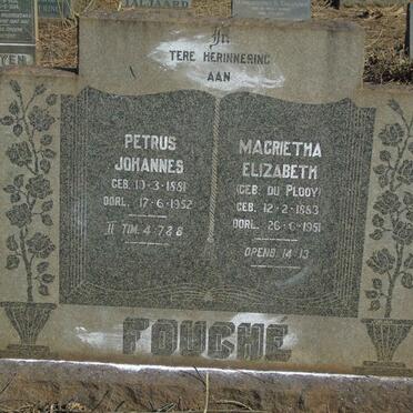 FOUCHE Petrus Johannes 1881-1952 & Magrietha Elizabeth DU PLOOY 1883-1951 :: SCHOEMAN C. de Wet 1900-1964_2