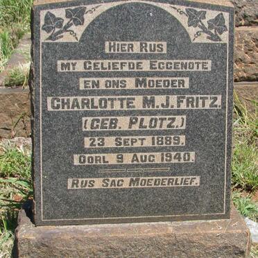 FRITZ Charlotte M.J. nee PLOTZ 1889-1940