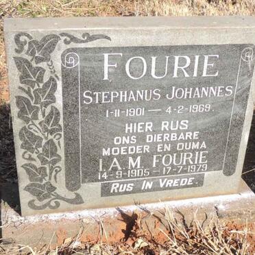 FOURIE Stephanus Johannes 1901-1969 & I.A.M. 1905-1979