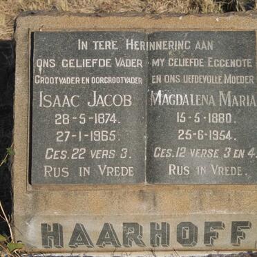 HAARHOFF Isaac Jacob 1874-1965 & Magdalena Maria 1880-1954