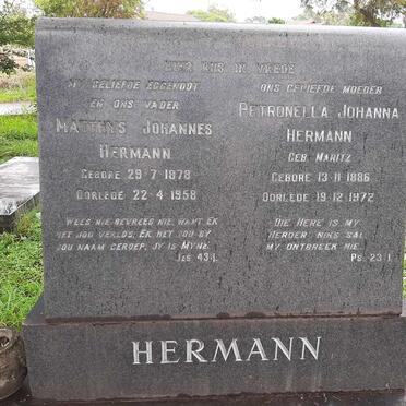 HERMANN Matthys Johannes 1878-1958 &amp; Petronella Johanna MARITZ 1886-1972