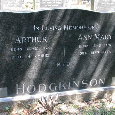 HODGKINSON Arthur 1874-1962 &amp; Ann Mary 1876-1968