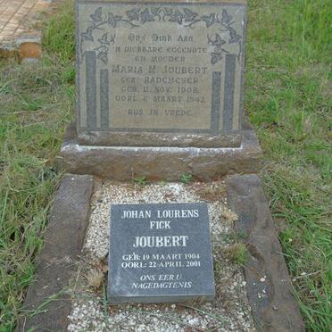 JOUBERT Johan Lourens Fick 1904-2001 &amp; Maria M. RADEMEYER 1906-1942