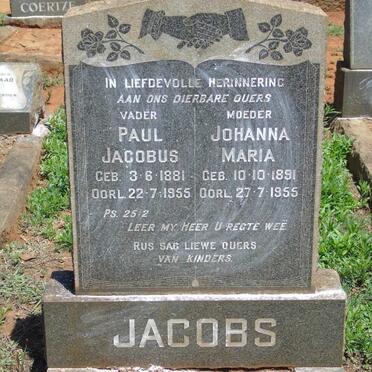 JACOBS Paul Jacobus 1881-1955 & Johanna Maria 1891-1955