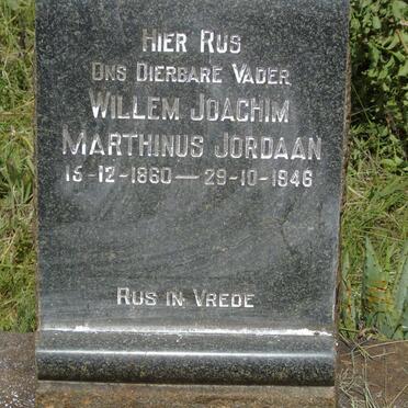 JORDAAN Willem Joachim Marthinus 1860-1946