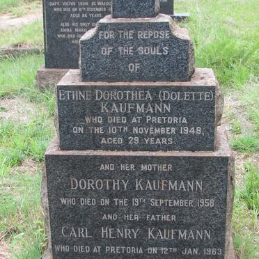 KAUFMANN Carl Henry -1963 &amp; Dorothy -1958 :: KAUFMANN Ethne Dorothea -1948