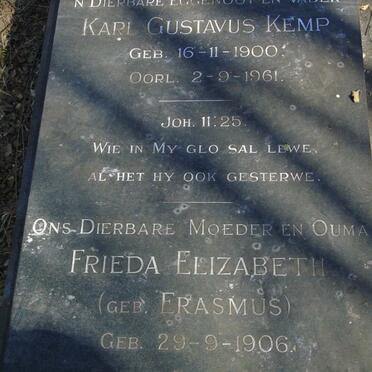 KEMP Karl Gustavus 1900-1961 & Frieda Elizabeth ERASMUS 1906-1996