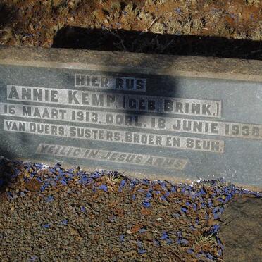 KEMP Annie nee BRINK 1913-1938