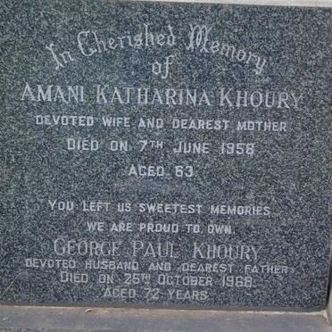 KHOURY George Paul -1968 &amp; Amani Katharina -1958