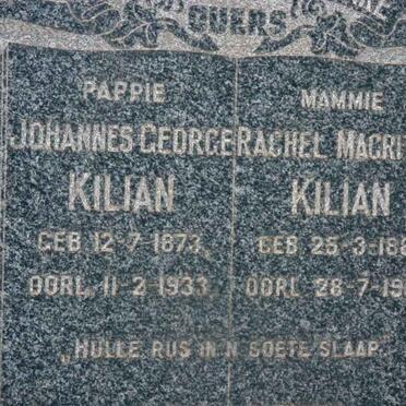 KILIAN Johannes George 1873-1933 &amp; Rachel Magritha 1881-1954