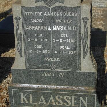 KLAASSEN Abraham J. 1893-1953 & Maria M.D. 1895-1937