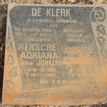 KLERK Andries Cornelius, de 1910-2001 & Rensche Adriana JONKER 1910-1992