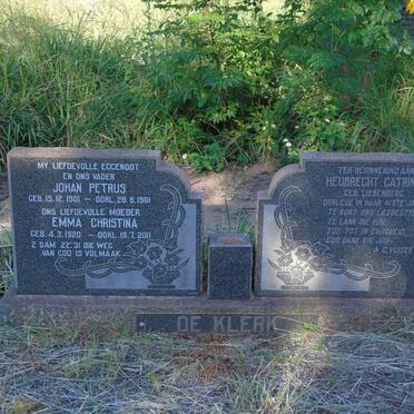 KLERK Johan Petrus, de 1901-1961 & Emma Christina 1920-2011 :: DE KLERK Heubrecht Catrina nee LIEBENBERG
