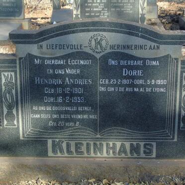 KLEINHANS Hendrik Andries 1901-1953 & Dorie 1907-1990