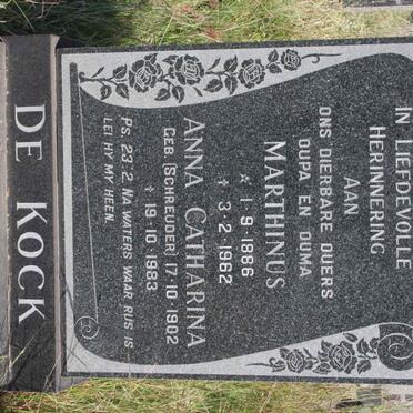 KOCK Marthinus, de 1886-1962 &amp; Anna Catharina SCHREUDER 1902-1983
