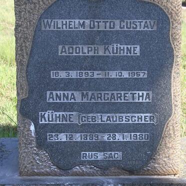 KUHNE Wilhelm Otto Gustav Adolph 1893-1957 & Anna Margaretha LAUBSCHER 1889-1980
