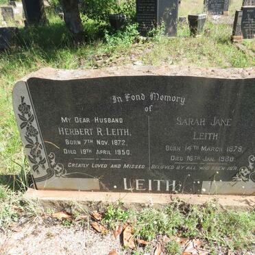 LEITH Herbert R. 1872-1950 &amp; Sarah Jane 1879-1960