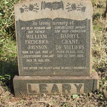 LEARY William Frederick Johnson 1890-1951 :: LEARY Darryl Grant de Villiers 1955-1955
