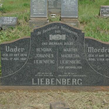 LIEBENBERG Hendrik Johannes 1870-1947 & Martha Magrietha OBERHOLZER 1875-1952