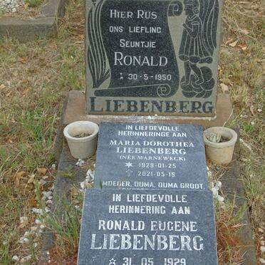 LIEBENBERG Ronald Eugene 1929-2010 & Maria Dorothea MARNEWECK 1929-2021 :: LIEBENBERG Ronald 1950-1950