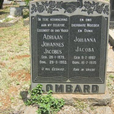 LOMBARD Adriaan Johannes Jacobus 1879-1953 & Johanna Jacoba 1887-1975