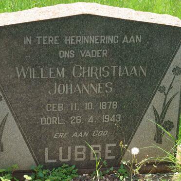 LUBBE Willem Christiaan Johannes 1878-1943