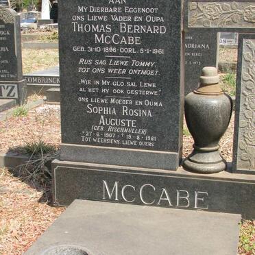 McCABE Thomas Bernard 1896-1961 &amp; Sophia Rosina Auguste RISCHMULLER 1907-1981