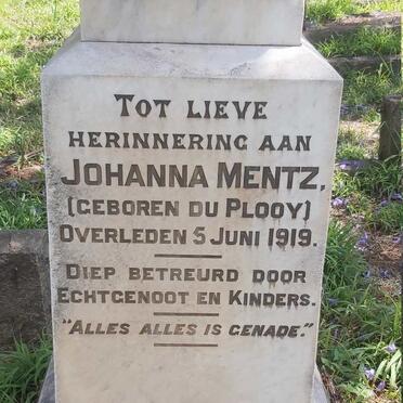 MENTZ Johanna nee DU PLOOY -1919