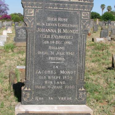 MONDT Jacobus 1859-1950 &amp; Johanna H. EYLBREGHT 1861-1942