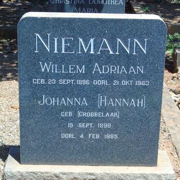 NIEMANN Willem Adriaan 1896-1963 & Johanna GROBBELAAR 1898-1985