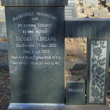 NIEKERK Jacoba Adriana, van nee SNYMAN 1890-1953