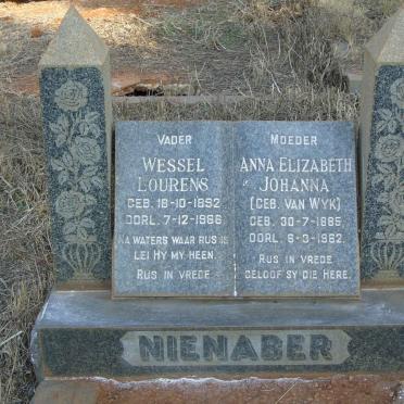 NIENABER Wessel Lourenas 1892-1966 &amp; Anna Elizabeth Johanna VAN WYK 1885-1962