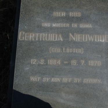 NIEUWOUDT Gertruida nee LOTTER 1884-1970