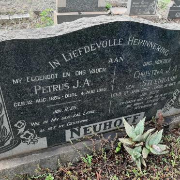 NEUHOFF Petrus J.A. 1885-1959 &amp; Christina J.A. STEENKAMP 1892-1969