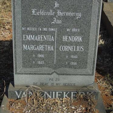 NIEKERK Emmarentia Margaretha, van 1906-1953 :: VAN NIEKERK Hendrik Cornelius 1940-1956 