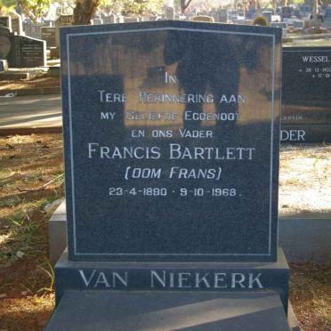 NIEKERK Francis Bartlett, van 1890-1968